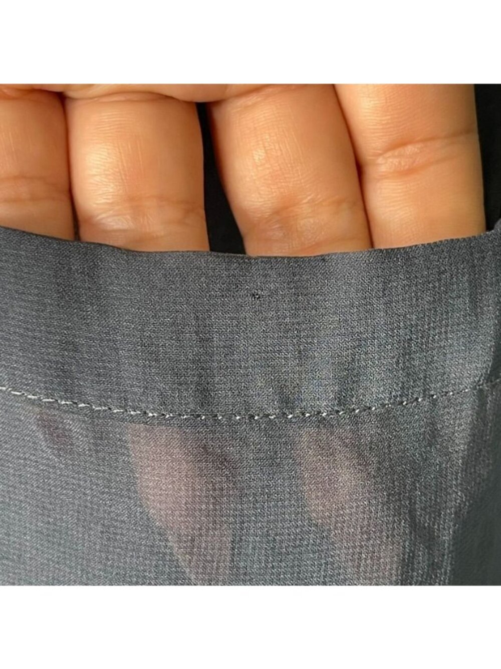 Helmut Lang Sheer Draped Morse Wrap Blouse Blue Grey Asymmetric Top Women's L - Picture 6 of 12